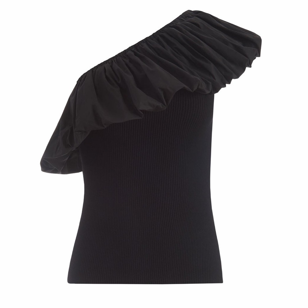 LUCY TOP Marie Oliver One-Shoulder Ruffle Knit Top - Black